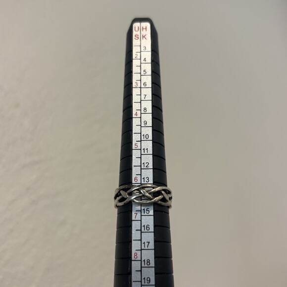 Thailand 925 Sterling Silver Stacked Woven Ring Band Sz 6.5 Vtg Classic - Picture 5 of 10